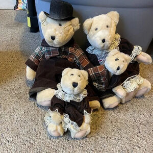 VTG Anco 1992 The Bearon Family Plush Teddy Bears Collection Cottagecore 4 Piece